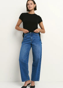  Berlin Signature Blue Mid Barrel Leg Jean