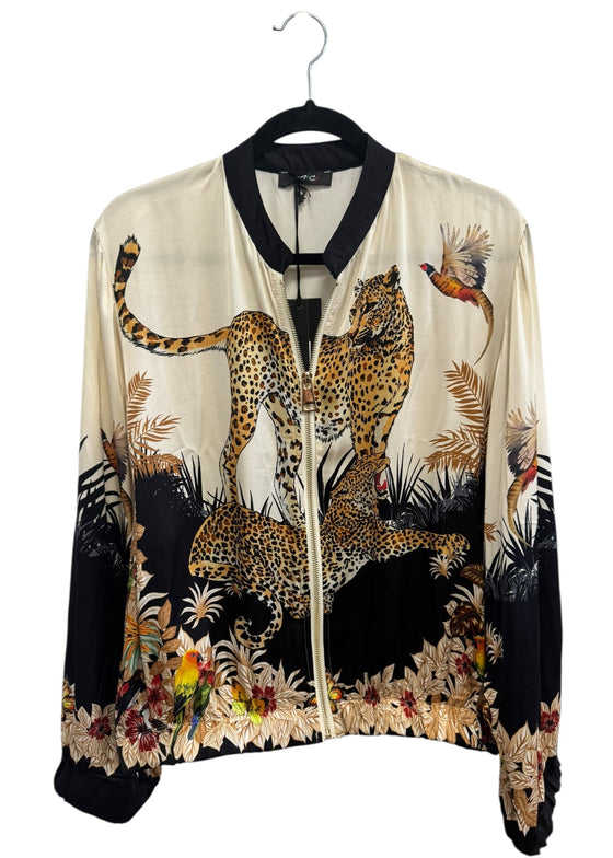 Silk Blend Leopard Bomber