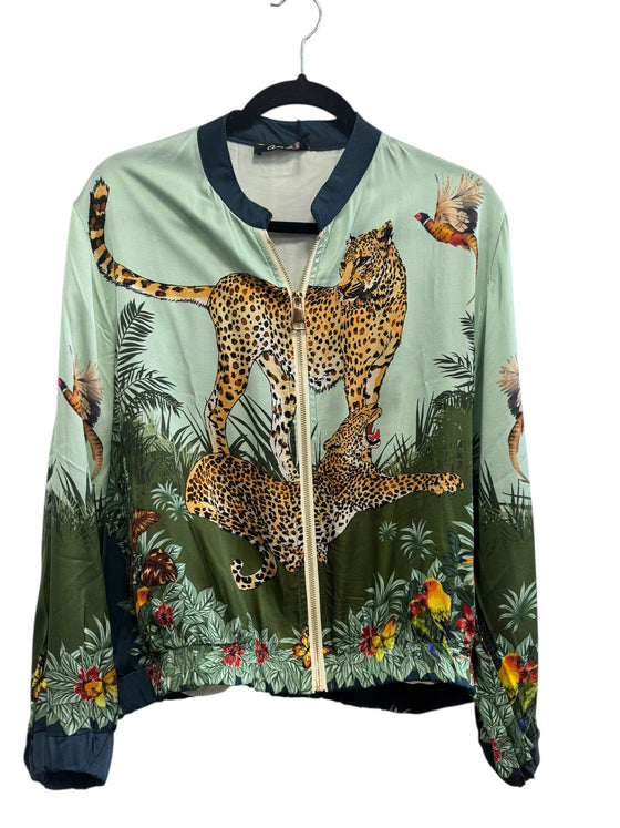 Silk Blend Leopard Bomber