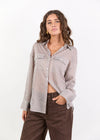 Preppy Chocolate Stripe Pocket Front Shirt