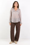 Preppy Chocolate Stripe Pocket Front Shirt