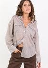 Preppy Chocolate Stripe Pocket Front Shirt