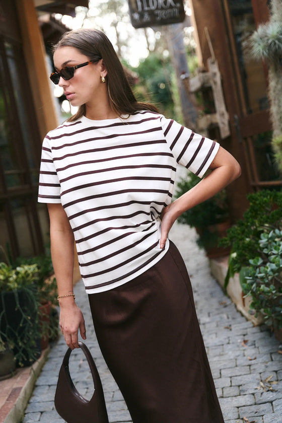 Binding Stripe Boxy Fit Tee