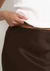 Rosette Satin Bias Midi Skirt