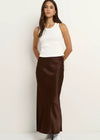 Rosette Satin Bias Midi Skirt