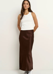  Rosette Satin Bias Midi Skirt