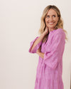 3/4 Sleeve Pleated Tiered Dress