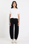 Graduate Jet Black Stretch Barrel Jeans