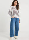 Tether Chocolate White Stripe LS Boxy Tee