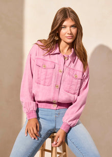  Cavalry Twill Button-Up Wash Effect Jacket