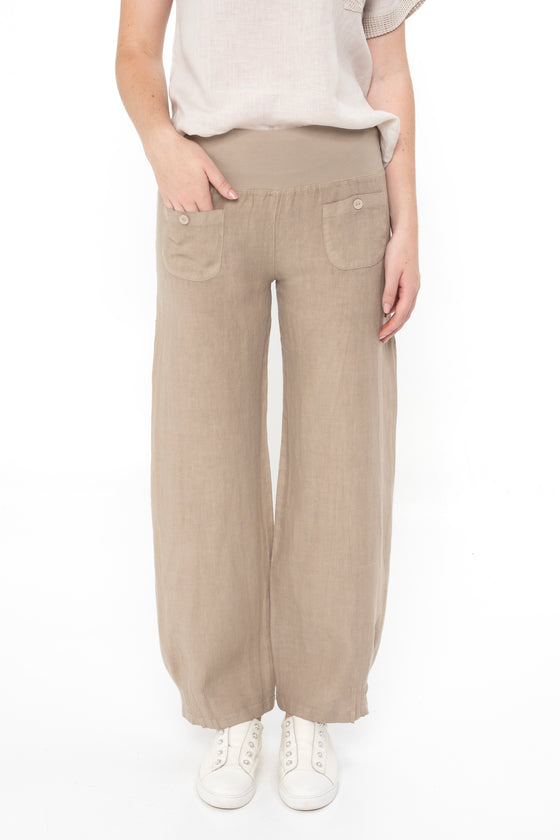 Linen Pants with Button Detail