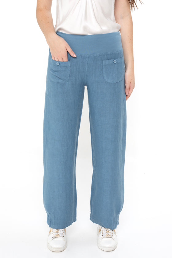 Linen Pants with Button Detail