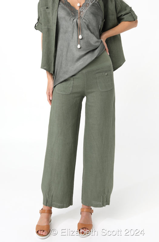 Linen Pants with Button Detail