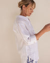 3/4 Sleeve Boyfriend Shirt - Raspberry
